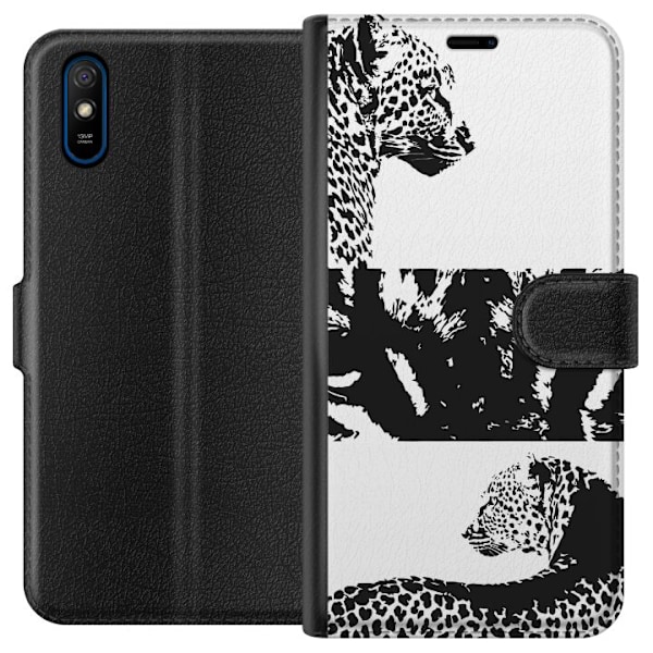Xiaomi Redmi 9A Plånboksfodral Leopard Faces – trendigt mö