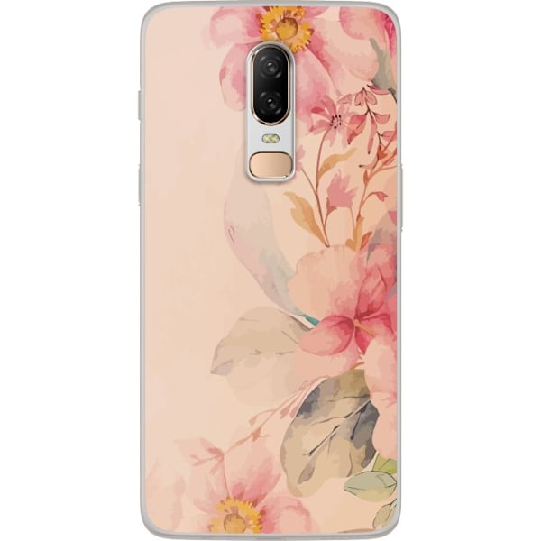 OnePlus 6 Gjennomsiktig deksel Fargerike Blomster