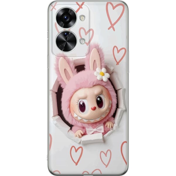 OnePlus Nord 2T Läpinäkyvä kuori Labubu Sydän Taustakuva Pop Mart Rakkausteema Hahmodesign Suosittu Motiivi Keräilytaideteossarja