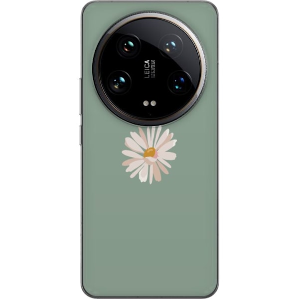 Xiaomi 14 Ultra Läpinäkyvä kuori Vihreä Minimalikukka - tyylikäs kukka vihreällä taustalla