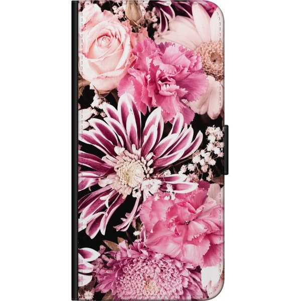 Kompatibel Tegnebogsetui til Sony Xperia XA2 Lyserøde blomster pink