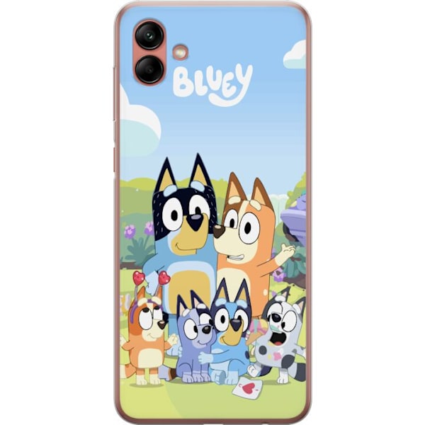 Samsung Galaxy A04 Genomskinligt Skal Bluey mobilskal med hela familjen i färgglad design