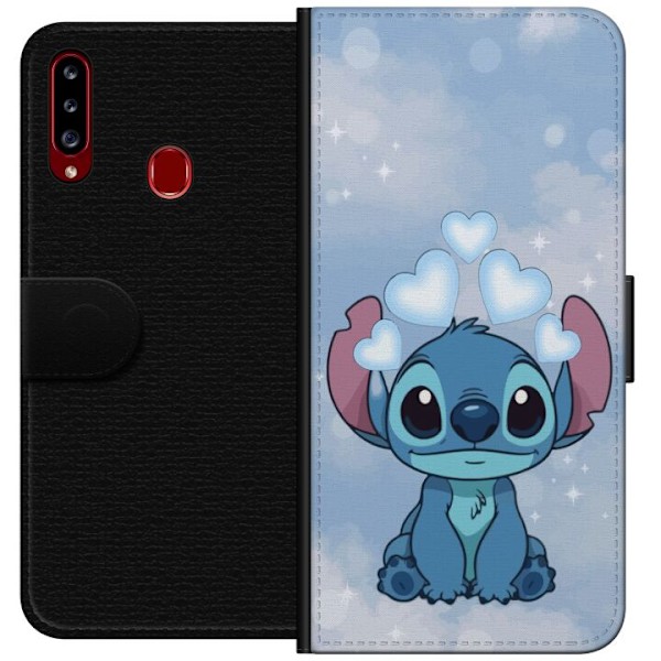 Samsung Galaxy A20s Lompakkokotelo Stitch Hyppäävä Ilo - Hauska Suunnittelu Lahjalle