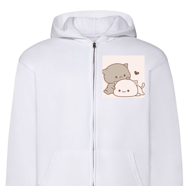 Zip-Hoodie | Huvtröja med Dragkedja för Vuxna Kawaii Söta k vit M
