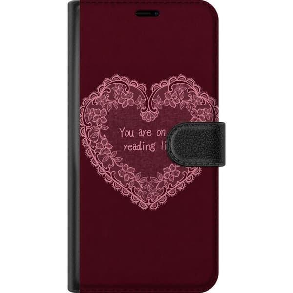 Yhteensopiva Lompakkokotelo Apple iPhone 13 mini Viininpunainen lukusydän punainen