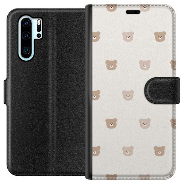 Huawei P30 Pro Tegnebogsetui Teddybaggrund - søde teddybjørne mod en blød baggrund