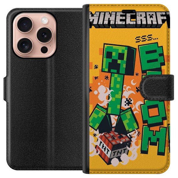 Apple iPhone 16 Pro Lompakkokotelo Minecraft Boom