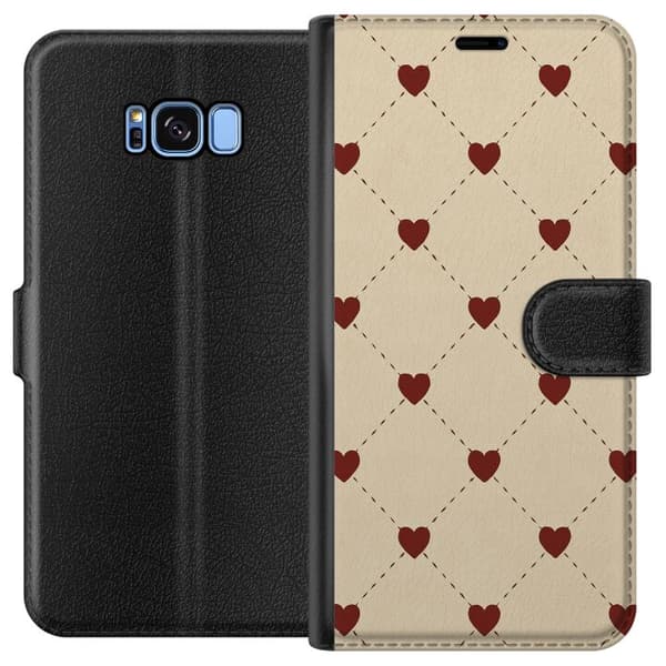 Kompatibelt Plånboksfodral till Samsung Galaxy S8 Heart Grid