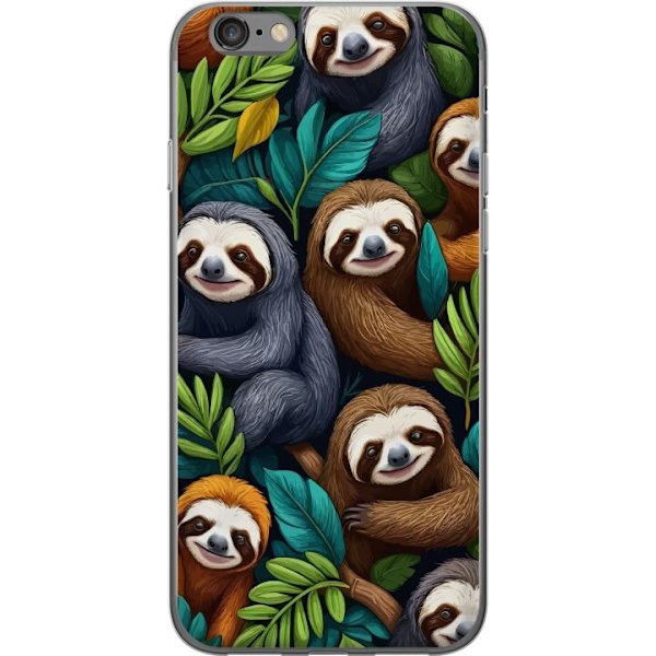 Apple iPhone 6 Gennemsigtig cover Sengångarstil - afslappet motiv med sød dovendyr