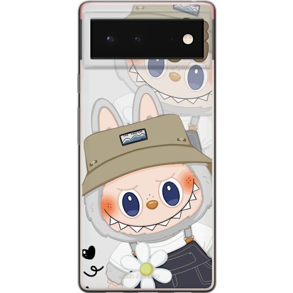 Google Pixel 6 Läpinäkyvä kuori Labubu Minimal Mood - Yksinkertainen ja tyylikäs hirviösuunnittelu