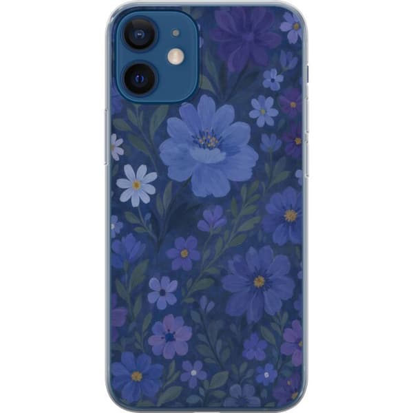 Kompatibelt Mobildeksel til Apple iPhone 12 mini Midnattsblomster i en dypblå, drømmende sommerkveld