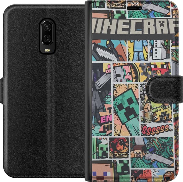 Kompatibel Tegnebogsetui til OnePlus 6T Minecraft Kunst
