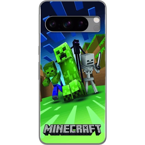 Google Pixel 8 Pro Läpinäkyvä kuori Minecraft Creeper mobilskal i klassisk grön pixelstil