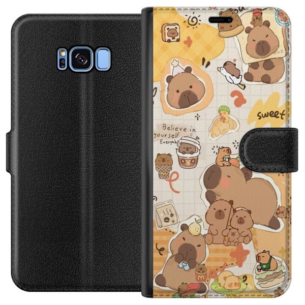 Samsung Galaxy S8 Plånboksfodral Kawaii capybara mobilskal med gulliga djurmotiv