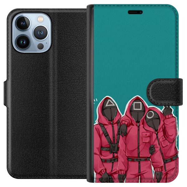 Apple iPhone 13 Pro Max Tegnebogsetui Squid Game Karakterer Grafisk Design Seriefigurer Populær TV Motiv Asiatisk Stil Spændende Trend