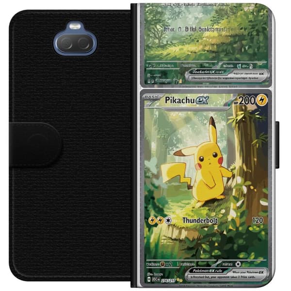 Kompatibel Tegnebogsetui til Sony Xperia 10 Pikachu grøn