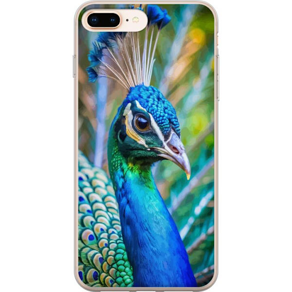 Apple iPhone 7 Plus Genomskinligt Skal Påfågel Fjädrar Färgstark Design Fågelmotiv Exotiskt Grafiskt Motiv Natur Lyxig Dekoration