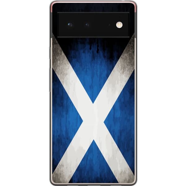 Kompatibelt Mobildeksel til Google Pixel 6 Skottlands flagg med grunge effekt og blå hvit design blå