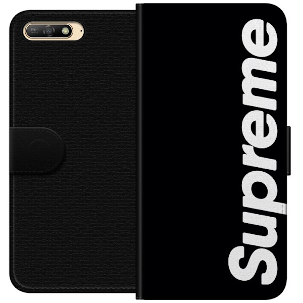 Huawei Y6 (2018) Tegnebogsetui Supreme Sort Hvid Streetwear Design Klassisk Modeikon Trend Urban Stil Grafiskt Motiv Populær