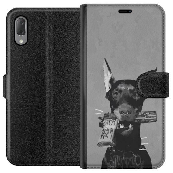 Sony Xperia L3 Lompakkokotelo Harmaa Koira Graafinen Suunnittelu Kovan Eläinaiheen Katutaide Urbaani Trendi Koiran Ystävä Tyyli Suosittu Aihe