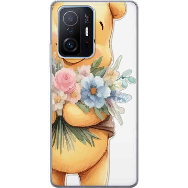 Xiaomi 11T Pro Läpinäkyvä kuori Nalle Puh kukkien kanssa -