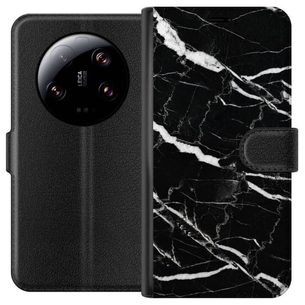 Kompatibel Tegnebogsetui til Xiaomi 13 Ultra Sort marmorgrafik sort