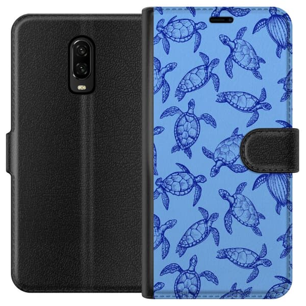 Kompatibel Tegnebogsetui til OnePlus 6T Blå havskildpadder blå