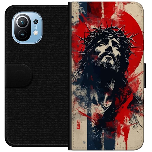 Xiaomi Mi 11 Lompakkokotelo Jeesus ristillä - kristillinen aihe vahvalla symboliikalla uskosta ja toivosta