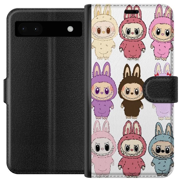 Google Pixel 6a Plånboksfodral Labubu Pink Monster – Popkonst med Kawaii-touch