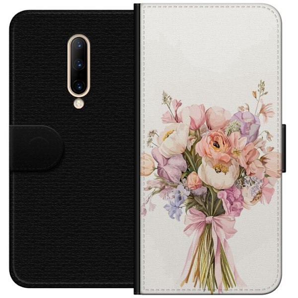 OnePlus 7 Pro Plånboksfodral Mobilskal med färgglad blombuke