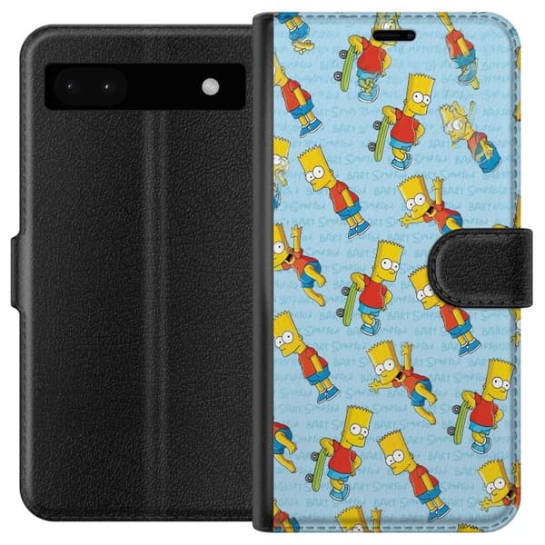Kompatibel Tegnebogsetui til Google Pixel 6a Mønster med gul tegnet skateboardfigur gul