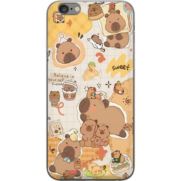 Apple iPhone 6s Plus Genomskinligt Skal Kawaii capybara mobilskal med gulliga djurmotiv