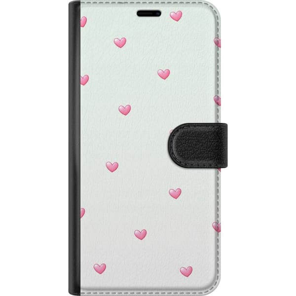 Kompatibel Tegnebogsetui til Apple iPhone 13 mini Minimalistisk mønster med lyserøde hjerter på lys baggrund, sødt og enkelt design til mobilcovers,
