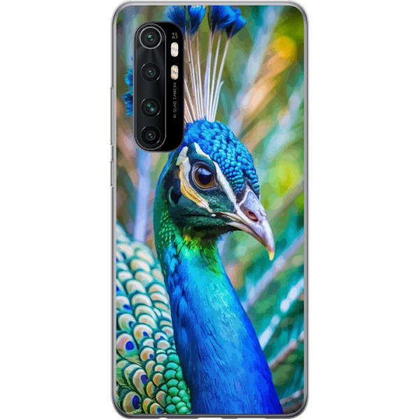 Xiaomi Mi Note 10 Lite Läpinäkyvä kuori Pavun Sulat Värikäs Design Lintuaihe Eksoottinen Graafinen Suunnittelu Luonto Ylellinen Koristelu