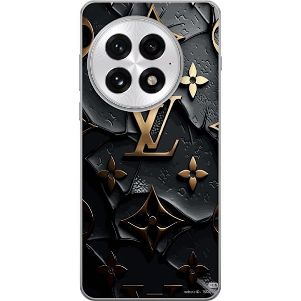 OnePlus 13 Genomskinligt Skal Louis Vuitton Dark Mode Design Svart Lyx Stil Fashion Populärt Grafiskt Mönster Modeikon Lyxmärke