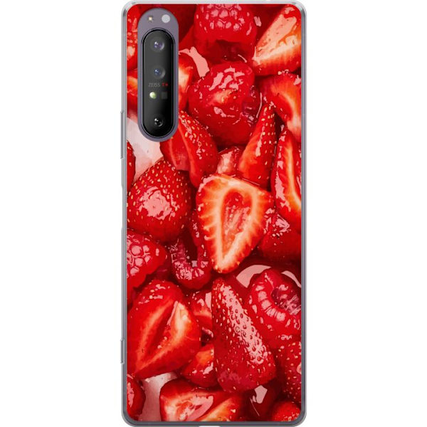 Sony Xperia 1 II Läpinäkyvä kuori Mansikkakuviointi - makea