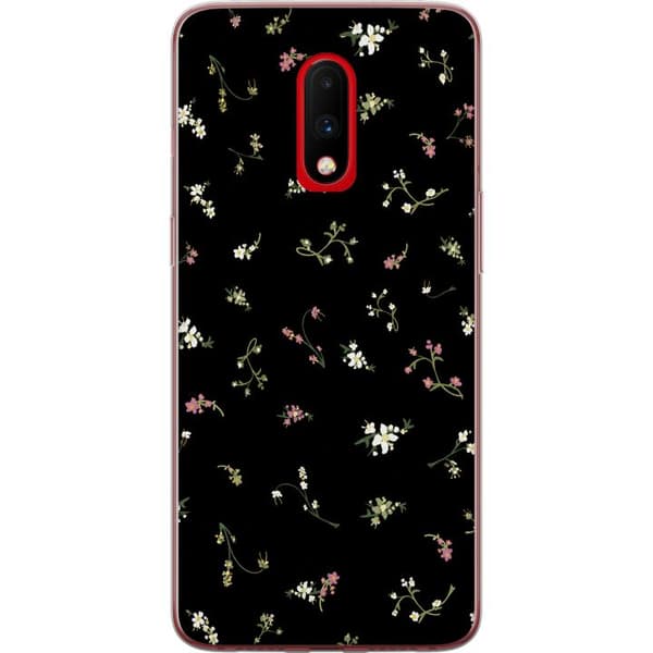 Kompatibel Mobilcover til OnePlus 7 Sort blomstergrafik sort
