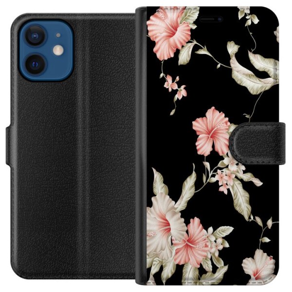 Apple iPhone 12 mini Plånboksfodral Floral Pattern Black