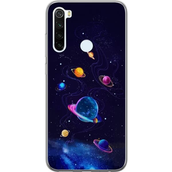 Kompatibelt Mobildeksel til Xiaomi Redmi Note 8 Fargerike planeter og stjerner i et animert romlandskap blå