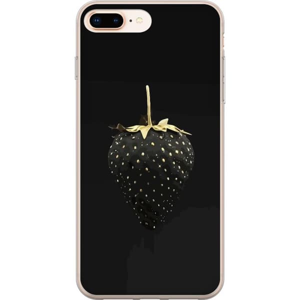 Kompatibel Mobilcover til Apple iPhone 8 Plus Sort jordbær i guldstil