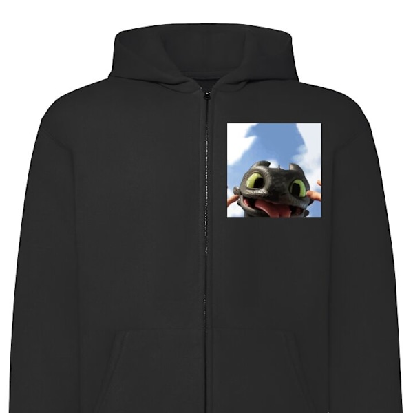 Zip-Hoodie | Hættetrøje med Lynlås til Voksne Drage træner sort S