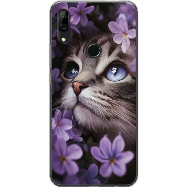 Kompatibelt Mobilskal till Huawei P Smart Z Kat och blommor