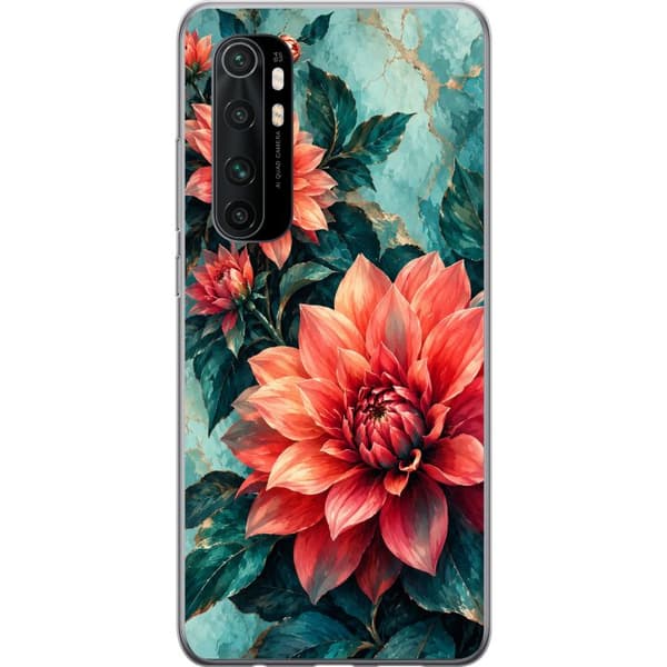 Kompatibelt Mobildeksel til Xiaomi Mi Note 10 Lite Korallgeorginer turkis