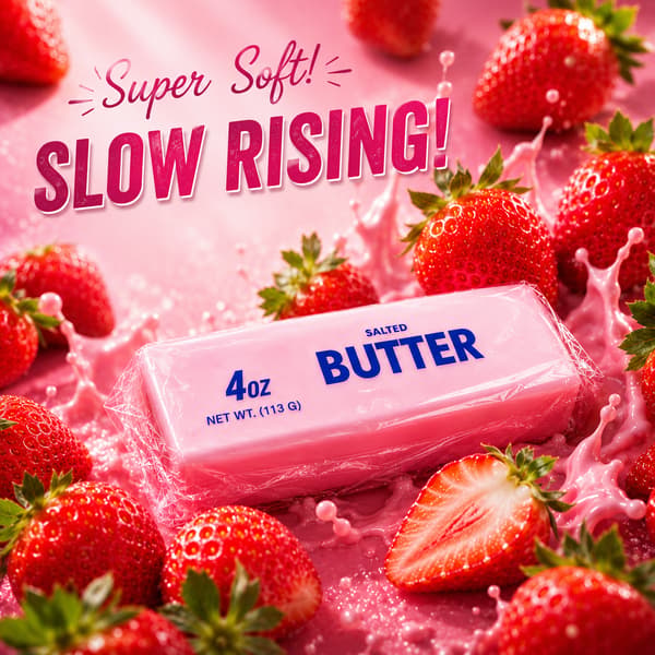 Strawberry Butter Dumpling Squishy 13 cm – Blød Stressbold, Fidget Toy & Sensorisk Klemmelegetøj