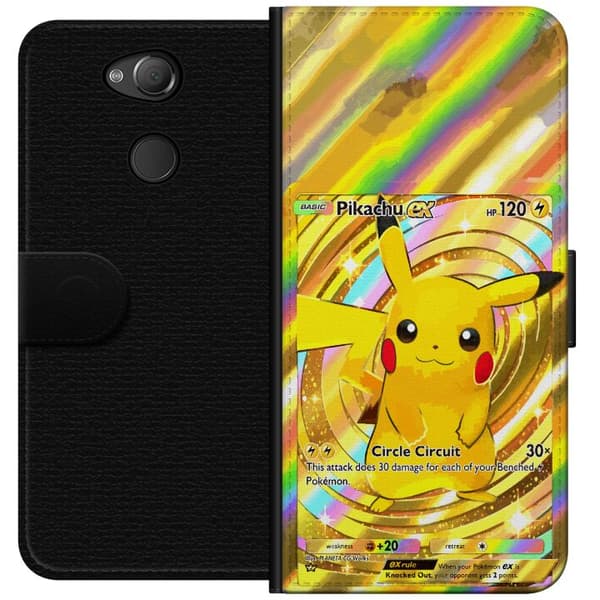 Kompatibelt Lommeboketui til Sony Xperia XA2 Gullig Pikachu EX samlebilde med regnbueeffekter gull