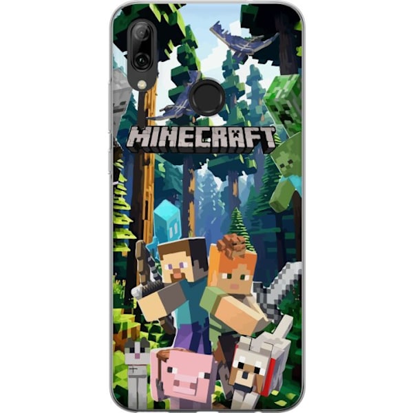 Huawei P smart 2019 Genomskinligt Skal Minecraft mobilskal med skog och figurer i pixelstil