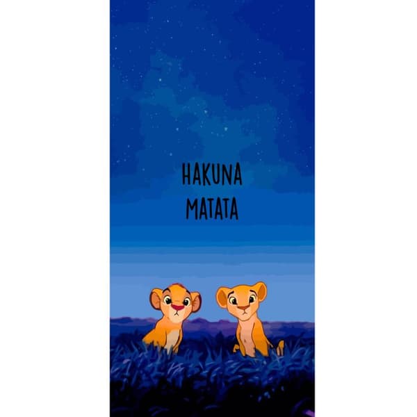 Kompatibel Tegnebogsetui til Apple iPhone 13 Pro Tegnede løveunger under en blå stjernehimmel med Hakuna Matata-tekst blå