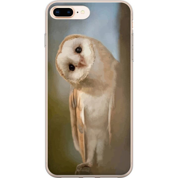 Apple iPhone 8 Plus Läpinäkyvä kuori Uggla Utelias Katse Lintumotiivi Metsä Luonto Grafinen Suunnittelu Suosittu Motiivi Eläin Teema Koriste