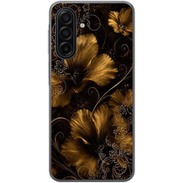 Kompatibelt Mobildeksel til Samsung Galaxy A17 5G Gylden Noir-blomstring svart