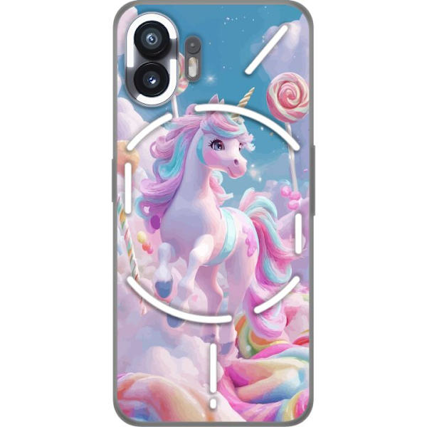 Nothing Phone (2) Gennemsigtig cover Enhjørning Candy Pastel Kawaii Motiv Sød Populær Farve Grafisk Trend Børne Motiv Fantasy Art